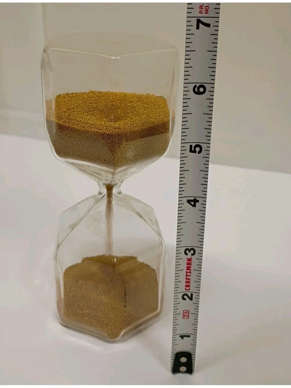 IKEA TILLSYN Hourglass Timer Gold Beads 1.5 Min 90 Sec – 6” Glass Decor
